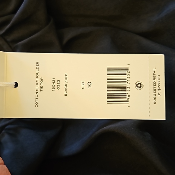 NWT Tory Burch Black Cotton Silk Bubble Hem Tank w/ Adjustable Straps - Picture 7 of 8